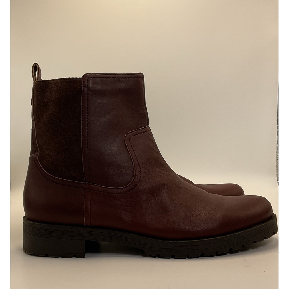 Vionic Brynn Ankle Boots Bootie Womens 10 Brown Leather Chunky Lug Sole Comfort